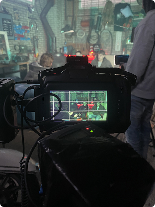 Behind the scenes - camera monitor on set